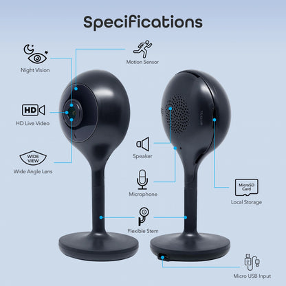 Cámara De Vigilancia De Video HD 1080P Para Seguridad Del Hogar Interior Con Detección De Movimiento, Audio Bidireccional, Negro