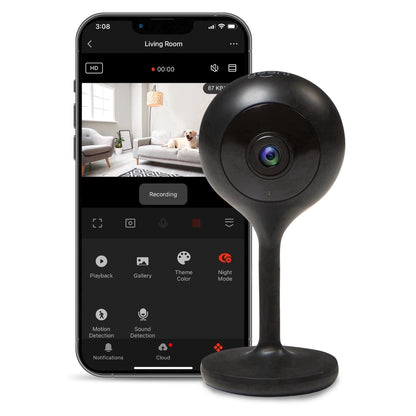 Cámara De Vigilancia De Video HD 1080P Para Seguridad Del Hogar Interior Con Detección De Movimiento, Audio Bidireccional, Negro